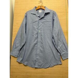 Brooks Brothers Mens Slim Fit‎ Non Iron Dress Shirt 16 1/2 34/35 Blue Gingham